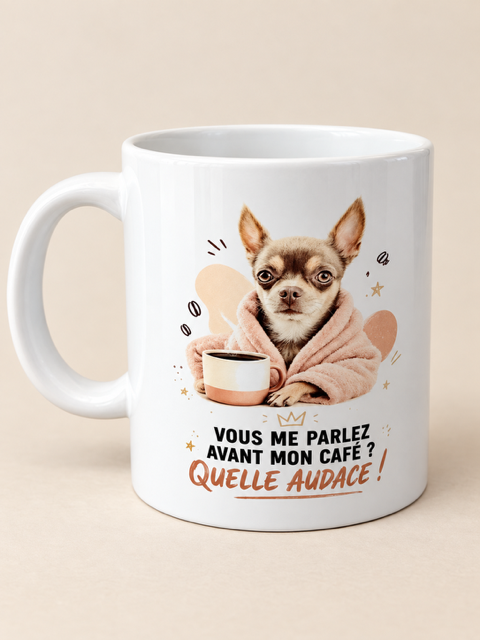 MUG HUMOURISTIQUE CHIHUAHUA QUELLE AUDACE