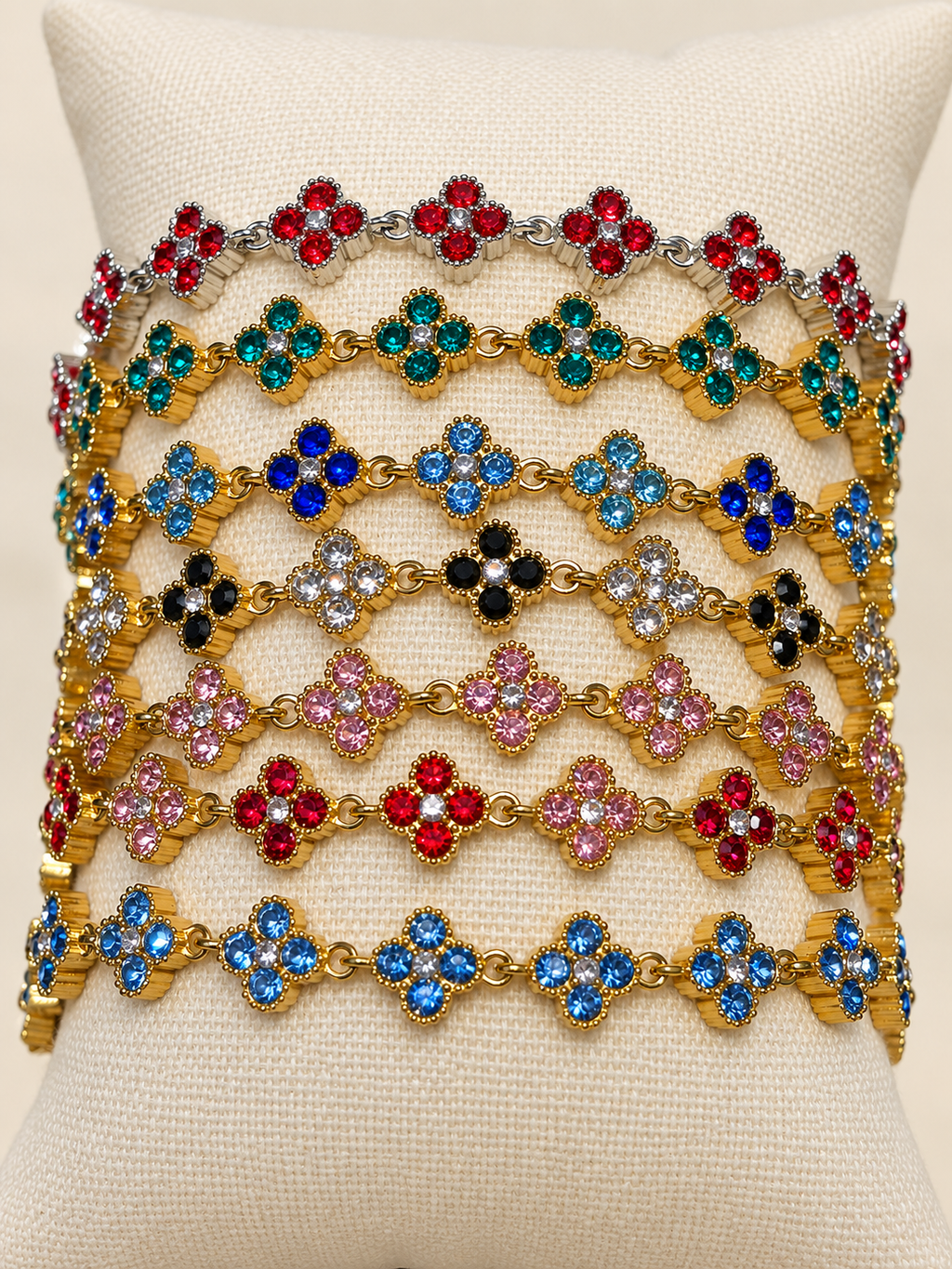 Bracelet fleurs strass