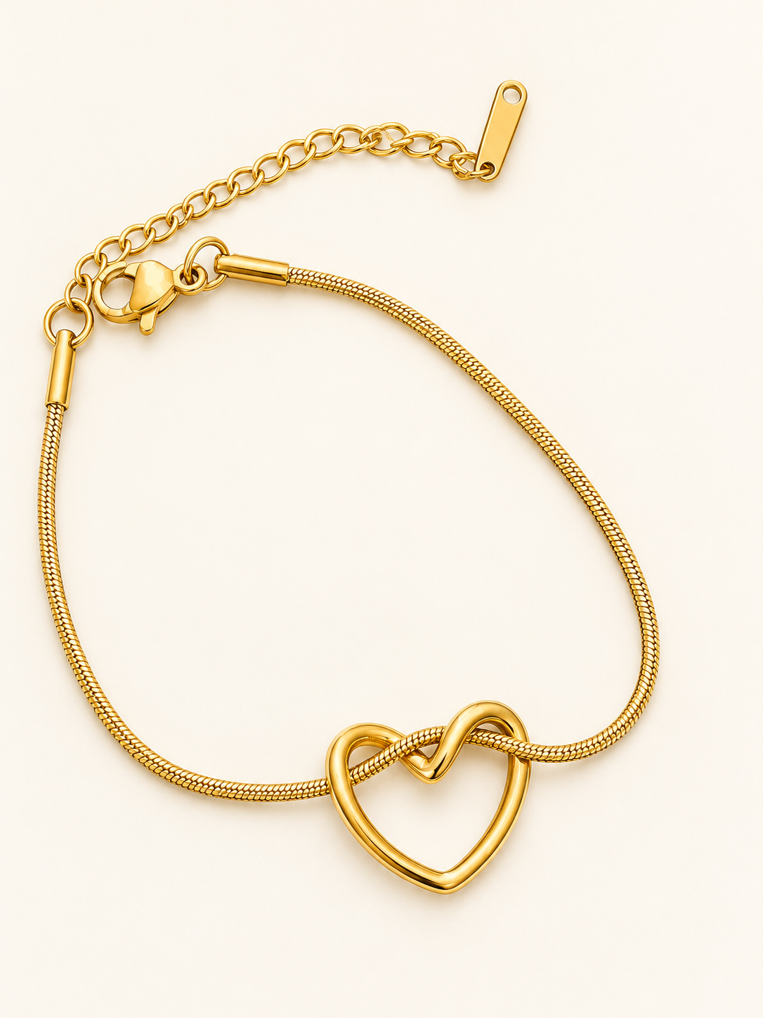 Bracelet doré cœur entrelacé