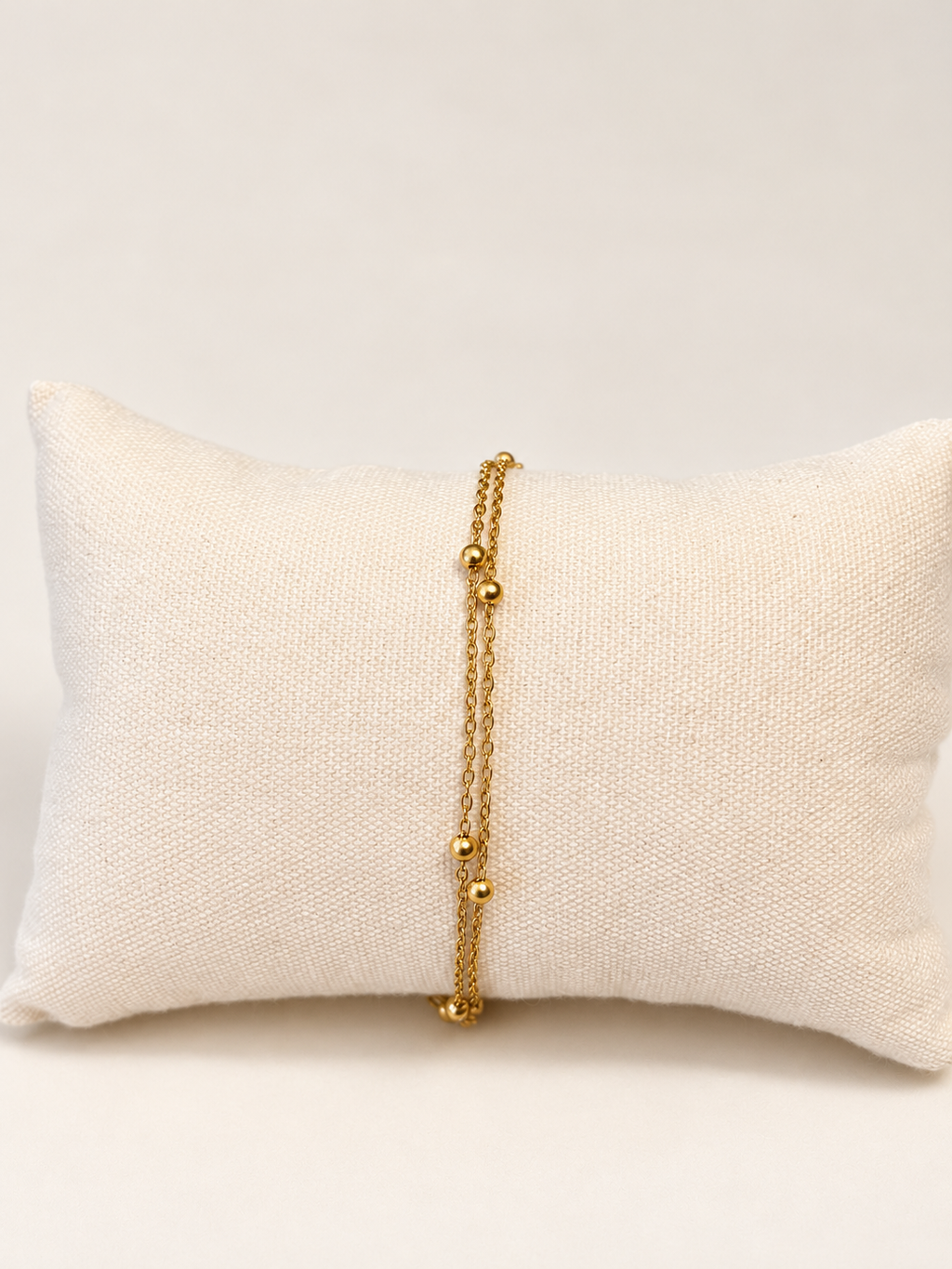 Bracelet doré double chaîne à petites boules