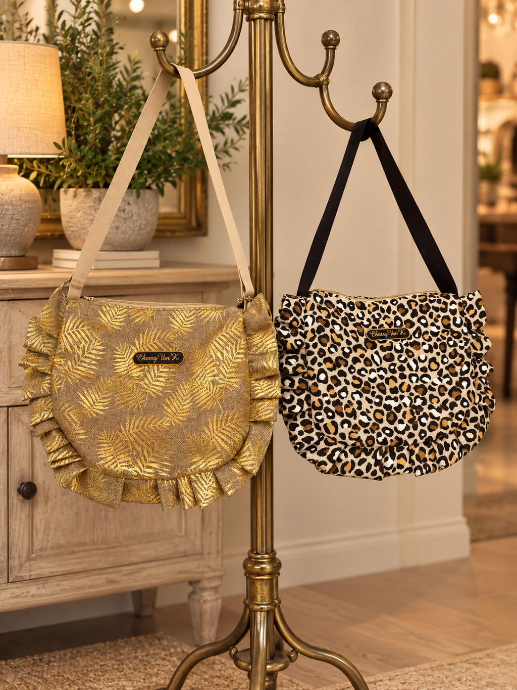 Sac bandoulière à volants Cherry Van K – 2 imprimés