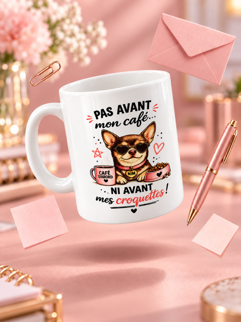 MUG HUMOURISTIQUE CHIHUAHUA PAS AVANT MES CROQUETTES